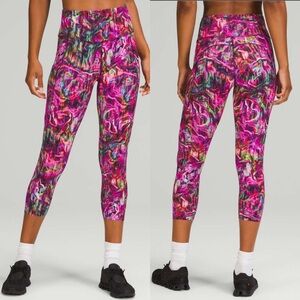Lululemon Fast and Free High-Rise Crop 23" Hyper Flow Pink Multi